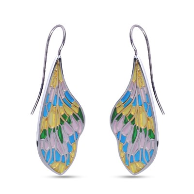 Серьги Стрекоза (эмаль микс; покрытие родий, золото), Есть комплект