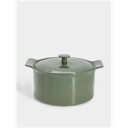 Кастрюля, 3 л, с крышкой, фарфор P, серо-зеленая, Indulgence