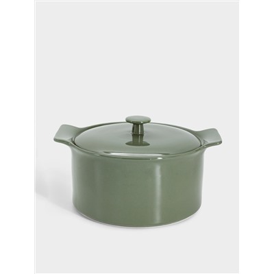 Кастрюля, 3 л, с крышкой, фарфор P, серо-зеленая, Indulgence