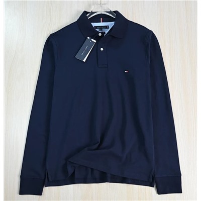 Мужская хлопковая вышитая рубашка-поло прямого кроя ТОММИ ХИЛФИГЕ*Р