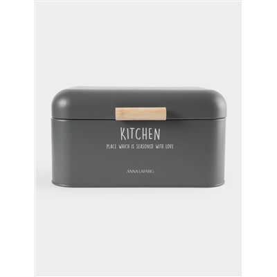 Хлебница, 30х17х18 см, металл/дерево, прямоугольная, графитовая, Local