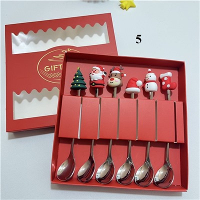 Набор новогодних вилок и ложек  6 шт