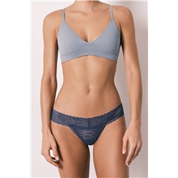 Tanga encaje animal print azul