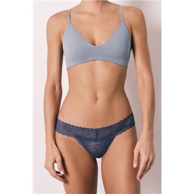 Tanga encaje animal print azul