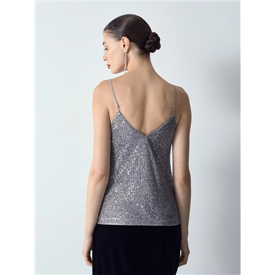 Топ с пайетками на бретелях, B3107/heels