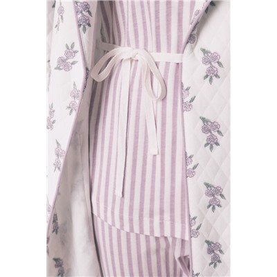 Bata midi acolchada flores lila y blanco