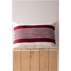 Virlet %100 Pamuk Kırlent Kılıfı - Kırmızı/Bej - 35x50 cm