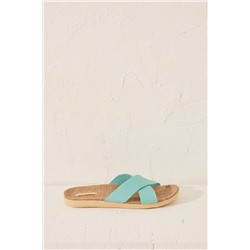 Zapatillas casa rafia turquesa