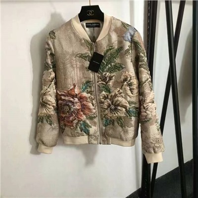 жаккардовая куртка с длинными рукавами и застежкой-молнией, абрикосовый, синий, S-XXL, [размер M; ширина плеч 39, обхват груди 102, длина рукава 59, длина одежды 59]