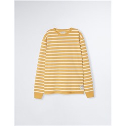 Striped Long Sleeve T-shirt, Men, Dark Yellow