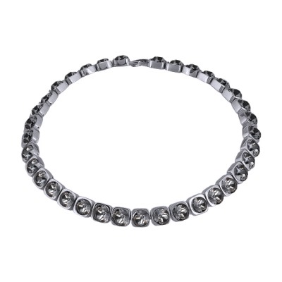 Колье Теннис (кристаллы SW темно-серые 8мм; покрытие родий) 37-40см, Есть комплект