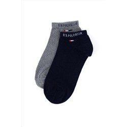 U.S. Polo Assn. Erkek 2'li Gri Lacivert Melanj Patik Çorap 575633