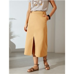 Юбка-миди из хлопка с разрезом