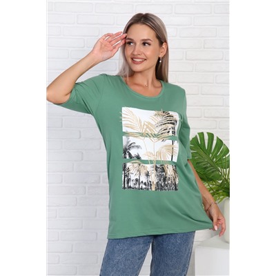 Футболка 786 с рисунком листья пальмы НАТАЛИ #986272