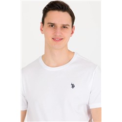 Erkek Beyaz Basic Bisiklet Yaka Tişört