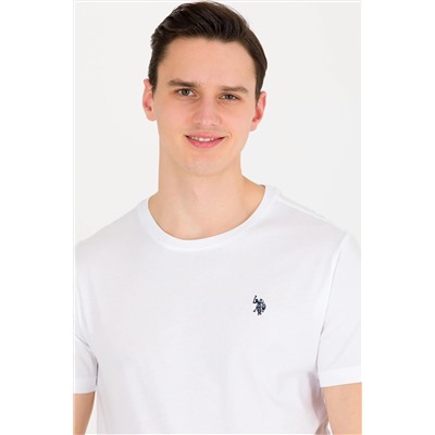 Erkek Beyaz Basic Bisiklet Yaka Tişört