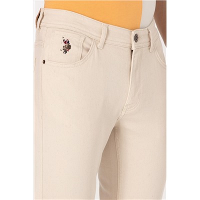 Erkek Bej Slim Fit Jean Pantolon