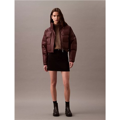 Classic Faux Leather Puffer Jacket