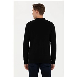 Erkek Siyah Basic Triko Hırka