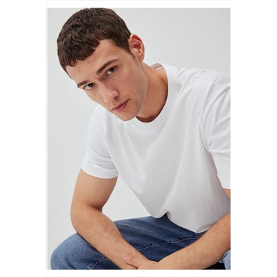 Mavi Beyaz Basic Tişört Loose Fit / Bol Rahat Kesim 066249-620