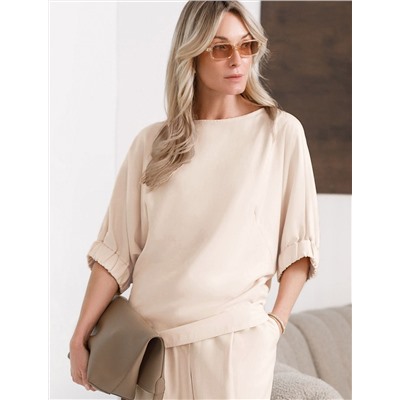 Свободная блузка с вырезом лодочка из плотного лиоцелла