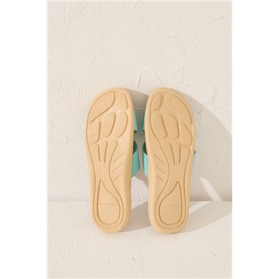 Zapatillas casa rafia turquesa