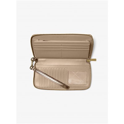 Michael Kors Outlet Jet Set Large Metallic Logo Debossed Continental Wallet