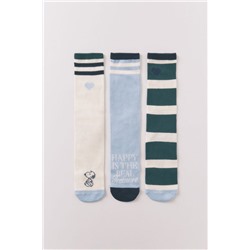 Pack 3 calcetines largos lisos estampado Snoopy