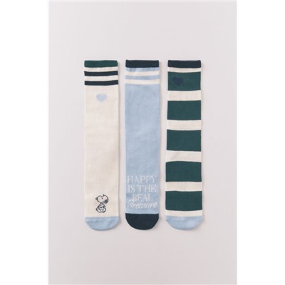 Pack 3 calcetines largos lisos estampado Snoopy