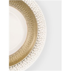 Сервиз обеденный, 12 перс, 50 пр, фарфор F, бело-зеленый, с золотистым кантом, матовый, Virtus