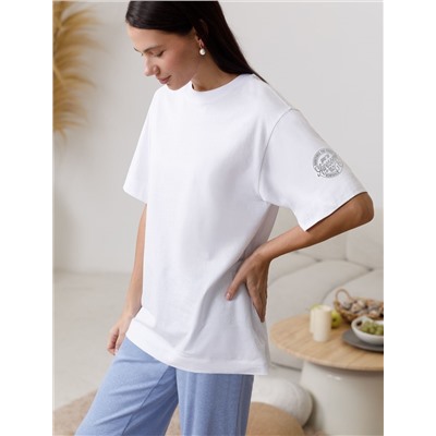 Футболка оверсайз с принтом из премиального 100% хлопка