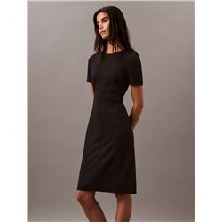Compact Stretch Crepe Shift Dress