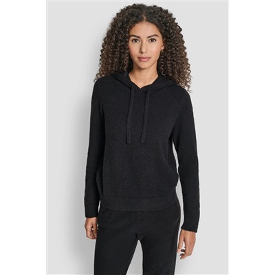 FEATHER YARN HOODIE WITH DRAWCORD AND TONAL LOGO