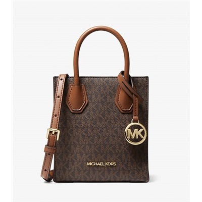 Michael Kors Outlet Mercer Extra-Small Logo and Leather Crossbody Bag