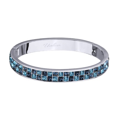 Браслет Квадро (кристаллы SW джинс, аквамарин; покрытие родий), Есть комплект