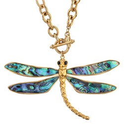 Кулон Стрекоза (гелиотис; покрытие золото) 80см, Есть комплект