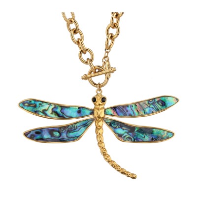 Кулон Стрекоза (гелиотис; покрытие золото) 80см, Есть комплект
