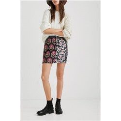 Falda corta vaquera jacquard