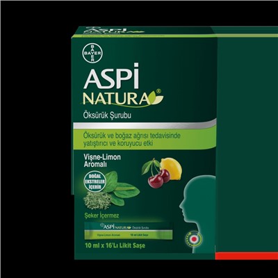 Aspi Natura Öksürük Şurubu VişneLimon Aromalı 10ml X 16’Lı Likit Saşe0