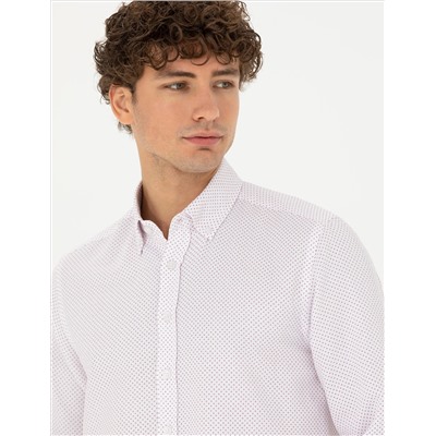 Bordo Slim Fit Uzun Kollu Gömlek
