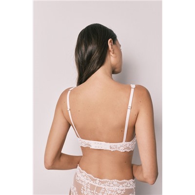 Sujetador triangular relleno encaje rosa FANTASTIC