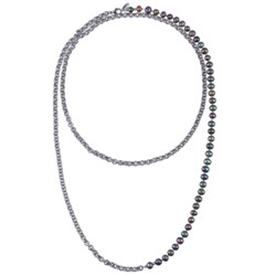 Колье (жемчуг бензиновый 6мм; покрытие родий) 140см, Есть комплект