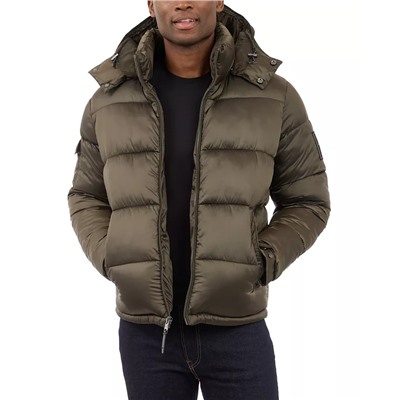 Michael Kors Men's Heavyweight Metallic Finish Hooded Puffer Jacket