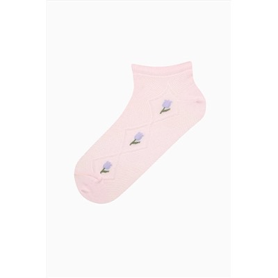 Penti Diamond Flower Pembe Beyaz 2li Patik Çorap