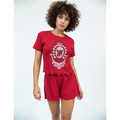 Женская пижама с шортами и футболкой - 403