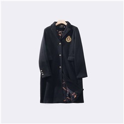 Женское шерстяное полупальто Ralp*h Laure*n средней длины, с нашивками и вышивкой