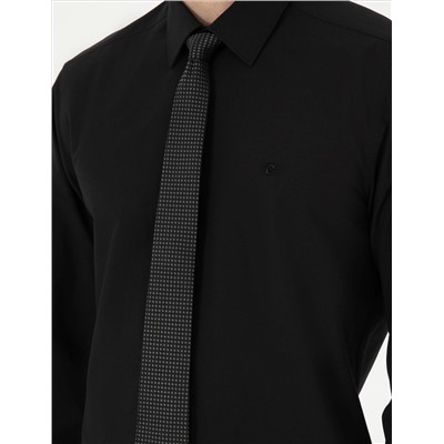 Siyah Slim Fit Uzun Kollu Basic Gömlek