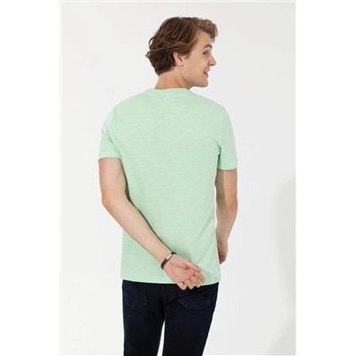 Erkek Mint Bisiklet Yaka Tişört