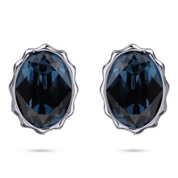 Пусеты Сияние (кристаллы SW темно-синие; покрытие родий), Есть комплект