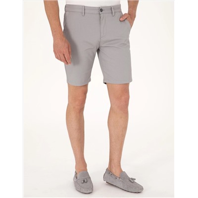 Gri Slim Fit Dokuma Şort
